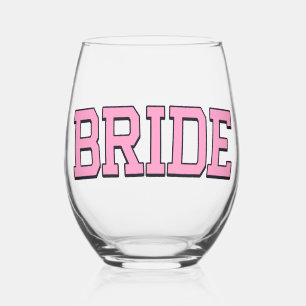 Vin Sans Pied MARIÉE – Verre de Fille à Marier Rose avec Écritur