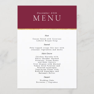 Vin Stylish Gold foil Mariage moderne Menu