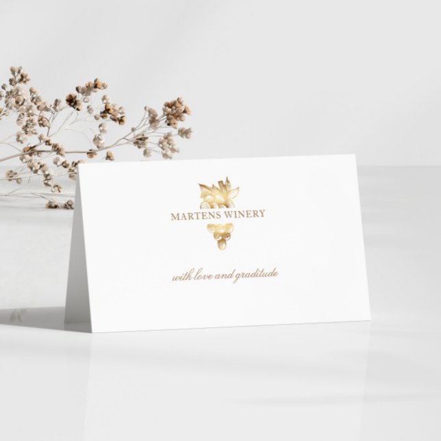 Vin Vin Entreprise Gold Grappes Carte de remerciem (Créateur téléchargé)