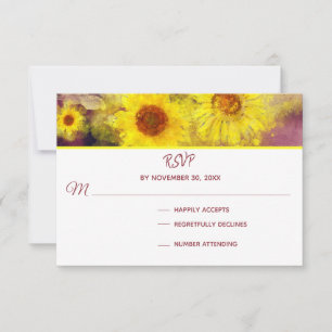 *~* Vin Violet Rustique Tournesol Mariage RSVP
