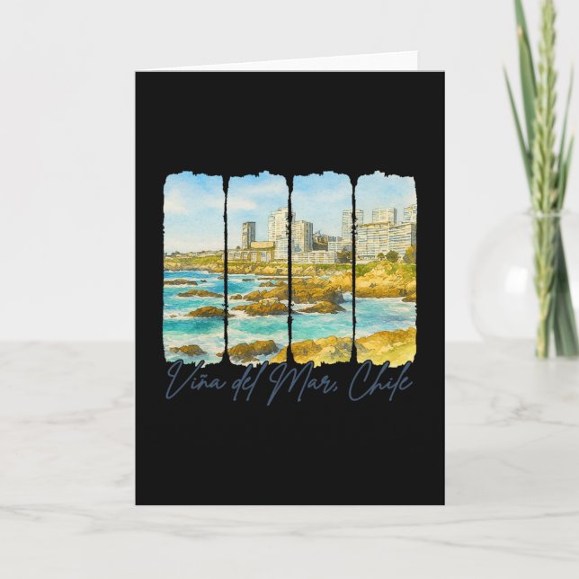 Vina Del Mar Chile Travel Brushstroke Vina Del Mar Karte (Vorderseite)