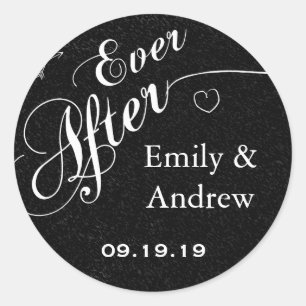Vinage Ever After Chalkboard Save the Date Siegel Runder Aufkleber