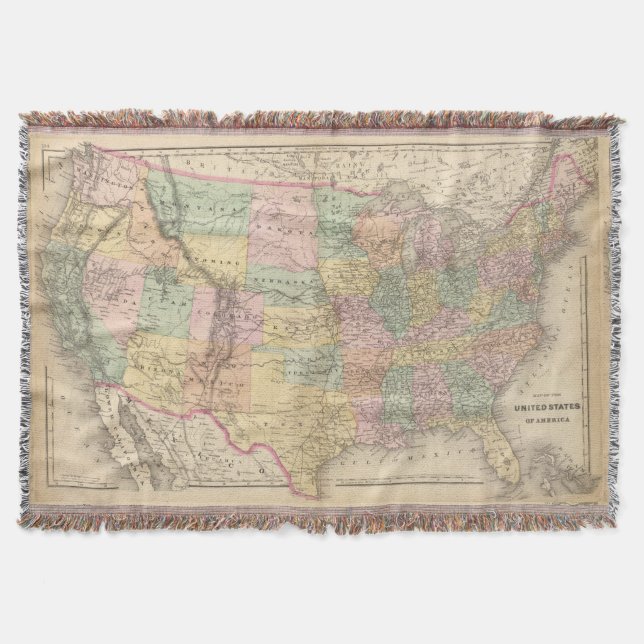 Vinage Karte der Vereinigten Staaten (1873) Decke (Vorderseite)