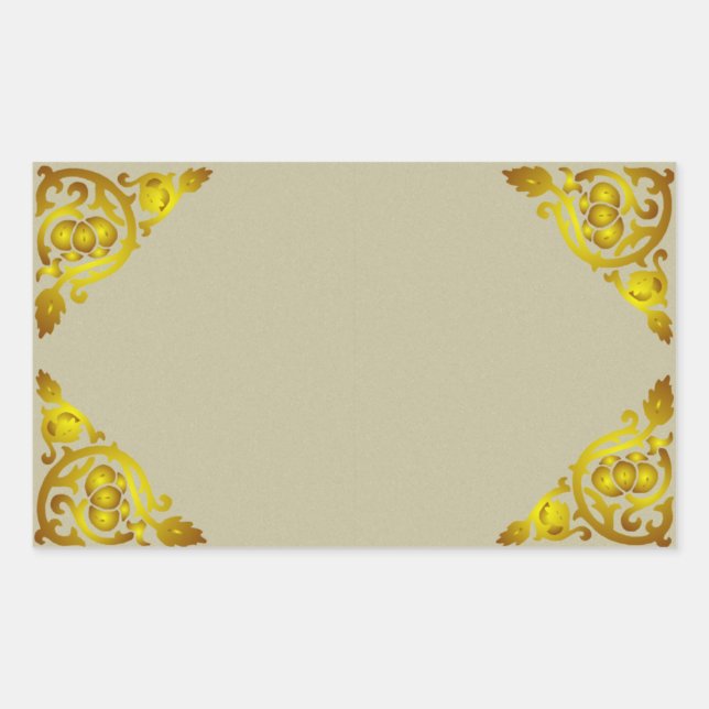 Vinatage Floral Gold Border Label Aufkleber (Vorderseite)