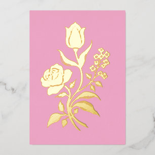 Vinateg Floral - Volkskunst rosa gold Folieneinladung