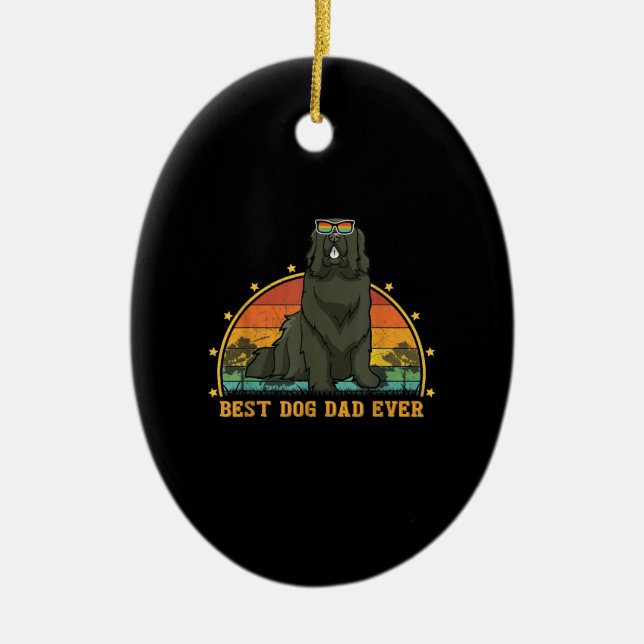Vinatge Best Newfoundland Dog Dad Ever Dog Lover Keramik Ornament (Vorne)