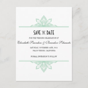 Vinatge Deko Mint & Black Save the Date Ankündigungspostkarte