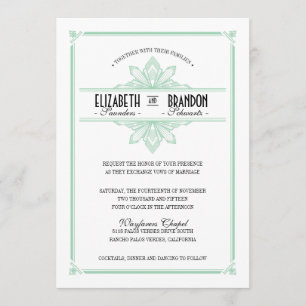 Vinatge Deko Mint & Black Wedding Einladung