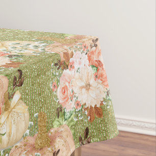 Vinatge Elegante Green Pumpkin Blume Streifen Tischdecke