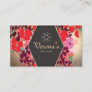 Vinatge Gold Floral Hair Salon Scheren Visitenkarte