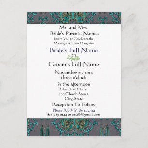 Vinatge Türkise Aquamarin Blue Wedding Einladung