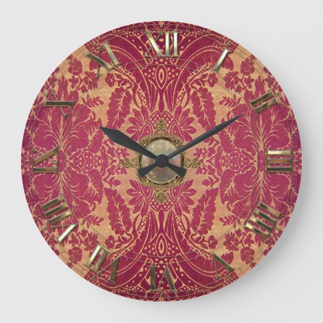 Vinayya Damask Große Wanduhr (Vorderseite)