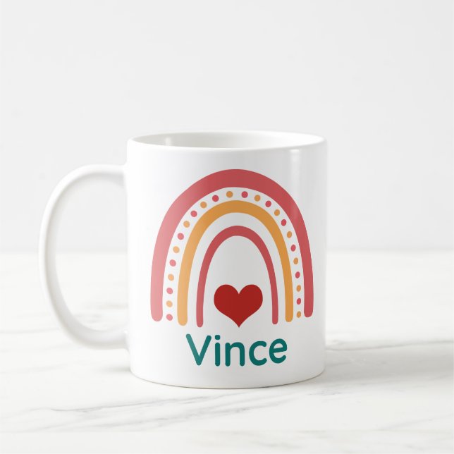 Vince Name Vintag Boho Rainbow Kaffeetasse (Links)