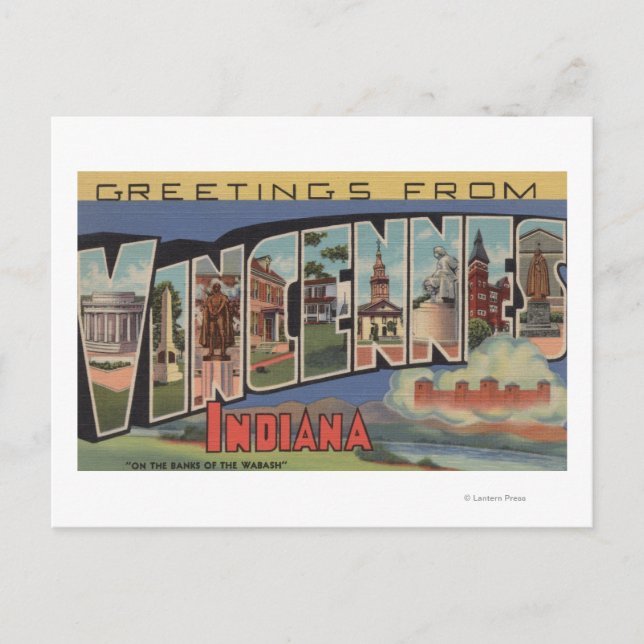 Vincennes, Indiana - Große Briefszenen Postkarte (Vorderseite)