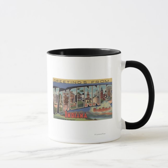 Vincennes, Indiana - Große Briefszenen Tasse (Rechts)