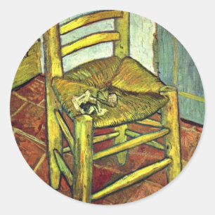Vincent mit Pipe von Vincent Van Gogh Runder Aufkleber