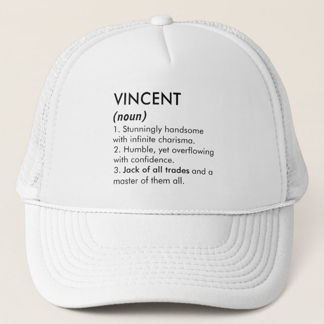 Vincent name, Editable name, Custom name Truckerkappe (Vorderseite)