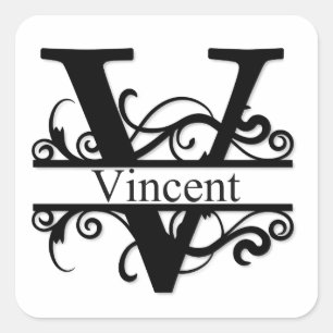 Vincent V Monogram Quadratischer Aufkleber