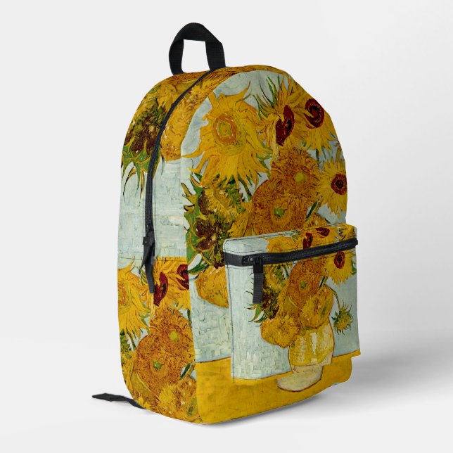 Vincent Van Gogh 12 Sonnenblumen Impressionist Bedruckter Rucksack (Rückseitige Ecke links)