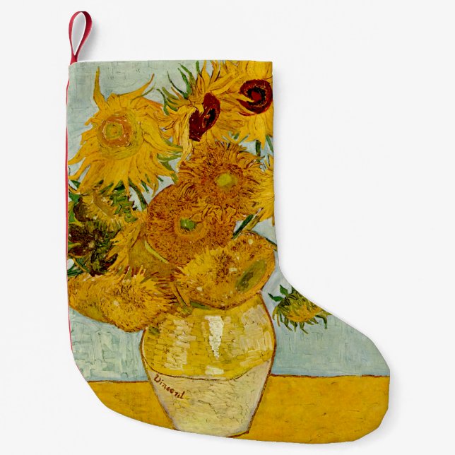 Vincent Van Gogh 12 Sonnenblumen Impressionist Kleiner Weihnachtsstrumpf (Vorderseite)