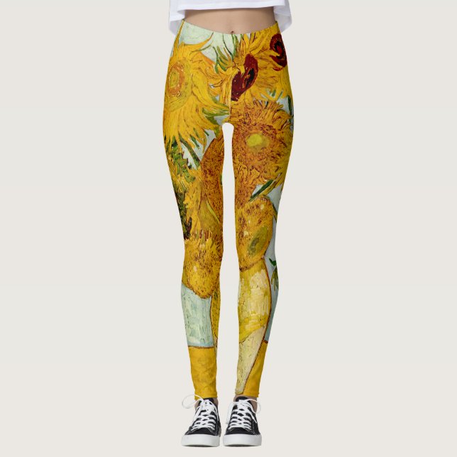 Vincent Van Gogh 12 Sonnenblumen Impressionist Leggings (Vorderseite)