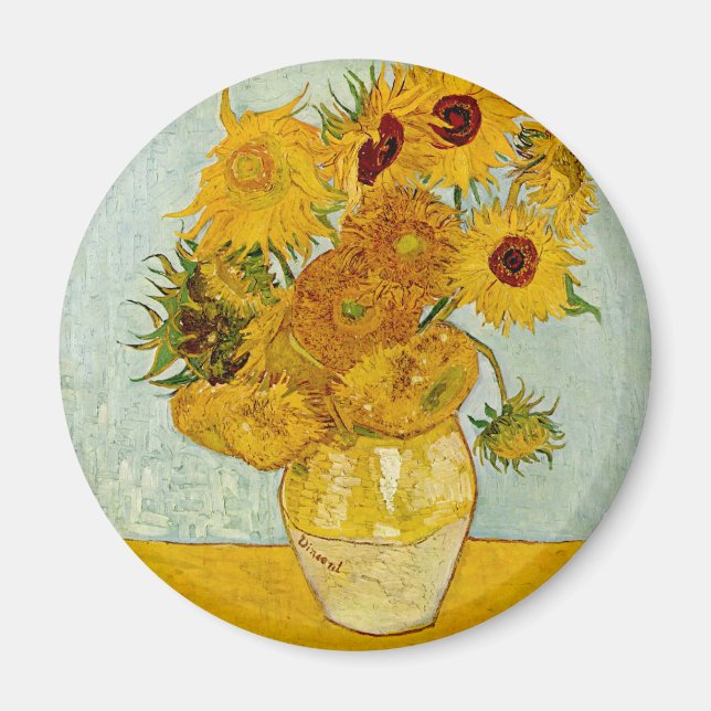 Vincent Van Gogh 12 Sonnenblumen Impressionist Magnet (Vorne)