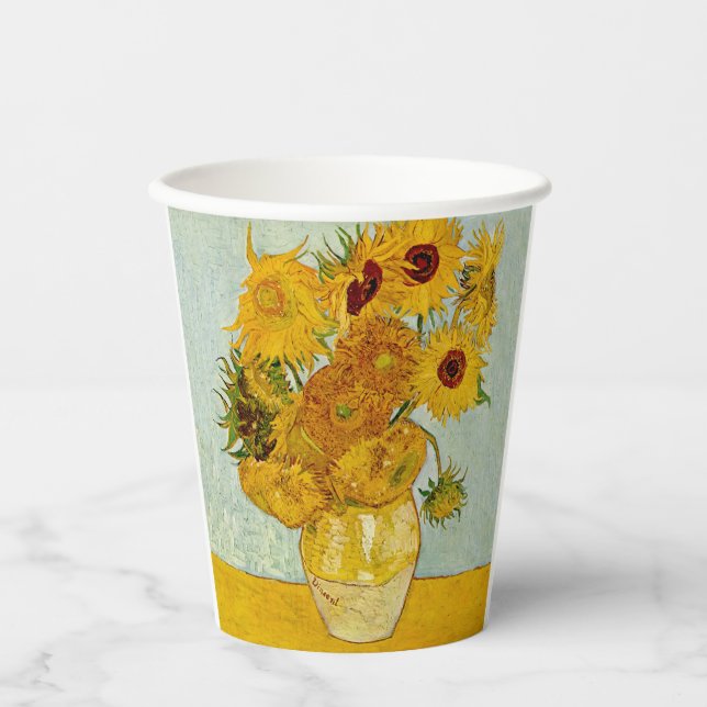 Vincent Van Gogh 12 Sonnenblumen Impressionist Pappbecher (Vorderseite)
