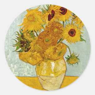 Vincent Van Gogh 12 Sonnenblumen Impressionist Runder Aufkleber