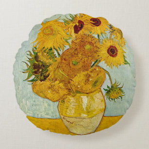 Vincent Van Gogh 12 Sonnenblumen Impressionist Rundes Kissen