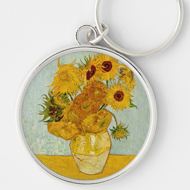 Vincent Van Gogh 12 Sonnenblumen Impressionist Schlüsselanhänger (Vorne)