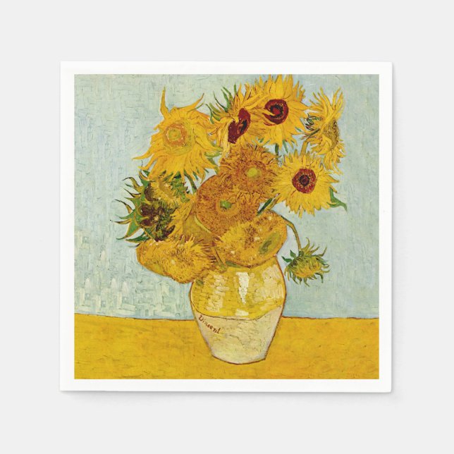 Vincent Van Gogh 12 Sonnenblumen Impressionist Serviette (Vorderseite)