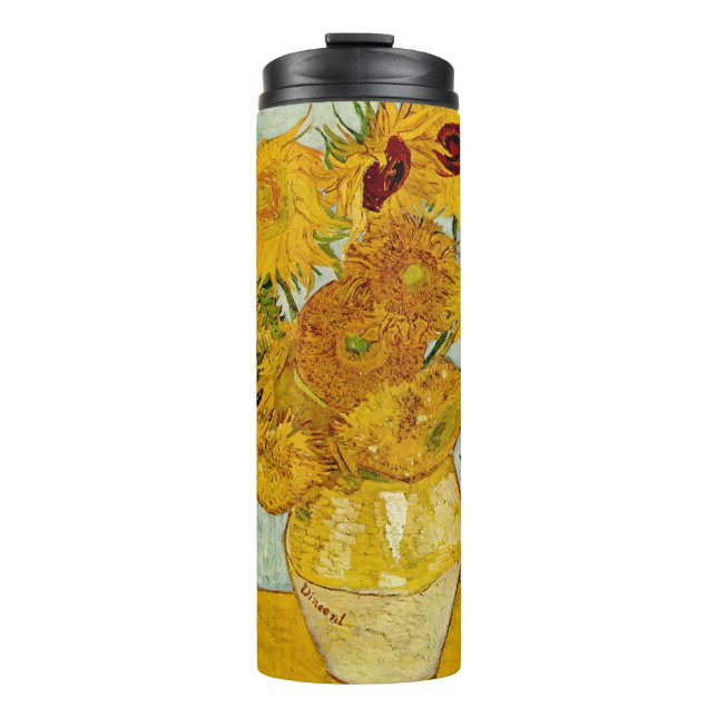 Vincent Van Gogh 12 Sonnenblumen Impressionist Thermosbecher (Vorderseite)