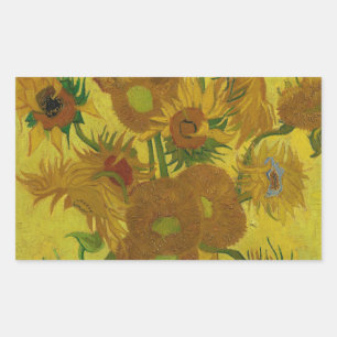Vincent Van Gogh 15 Sonnenblumen Gemälde Rechteckiger Aufkleber