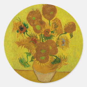 Vincent Van Gogh 15 Sonnenblumen Gemälde Runder Aufkleber