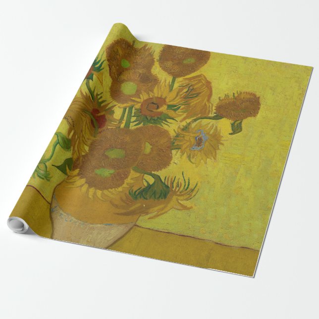 Vincent Van Gogh 15 Sonnenblumen Malerei Geschenkpapier (Ungerollt)