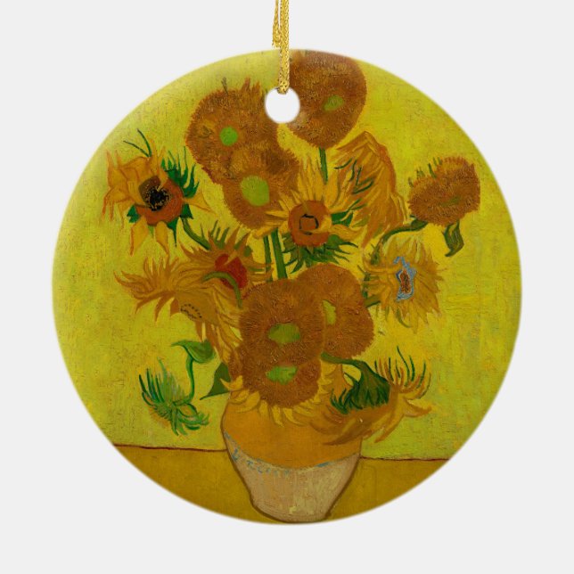 Vincent Van Gogh 15 Sonnenblumen Malerei Keramik Ornament (Hinten)