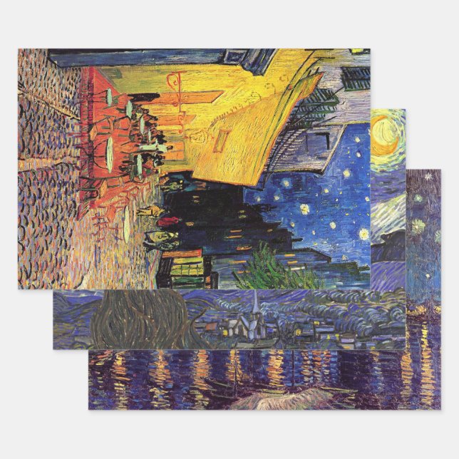 Vincent van Gogh 3 verschiedene Starry Night Szene Geschenkpapier Set (Set)