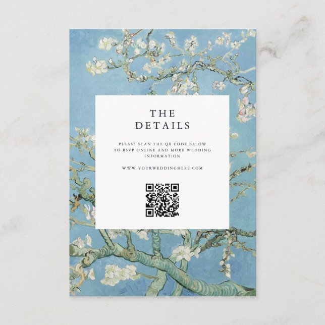 Vincent Van Gogh Almond Blossom Floral Wedding Begleitkarte (Vorderseite)