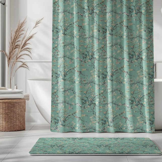 Vincent Van Gogh Almond Blossom on Mint Green Duschvorhang (Von Creator hochgeladen)