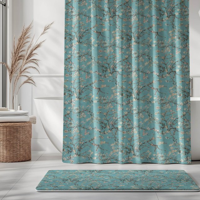 Vincent Van Gogh Almond Blossom on Robin Egg Blue Duschvorhang (Von Creator hochgeladen)