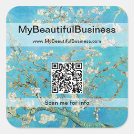 Vincent Van Gogh - Almond Blossom QR-Code Quadratischer Aufkleber