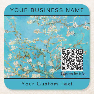 Vincent Van Gogh - Almond Blossom QR-Code Rechteckiger Pappuntersetzer