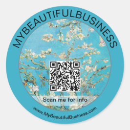 Vincent Van Gogh - Almond Blossom QR-Code Runder Aufkleber