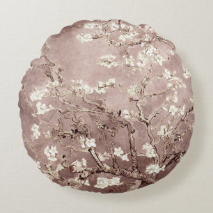 Vincent Van Gogh Almond Blossoms Beige Taupe Rundes Kissen