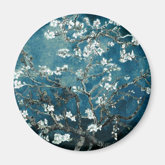 Vincent Van Gogh Almond Blossoms Dark Aquamarin Magnet (Vorne)