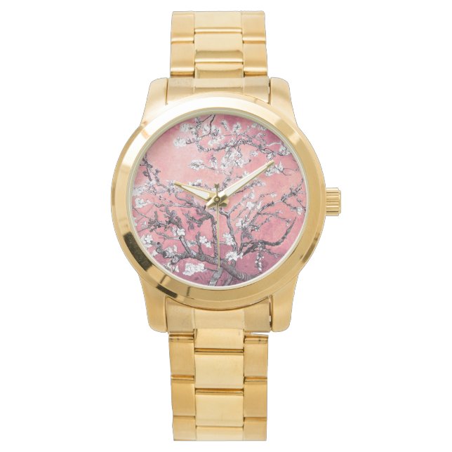 Vincent Van Gogh Almond Blossoms Peach Watch Armbanduhr (Vorderseite)