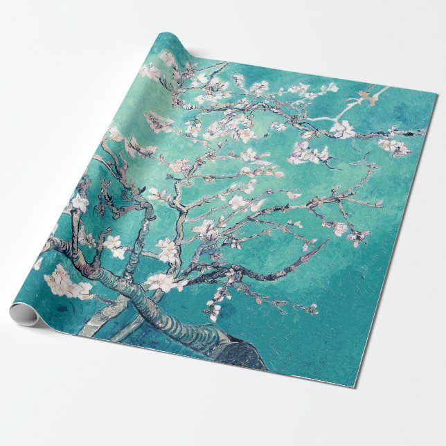 Vincent Van Gogh Almond Blossoms Türkis Geschenkpapier (Ungerollt)