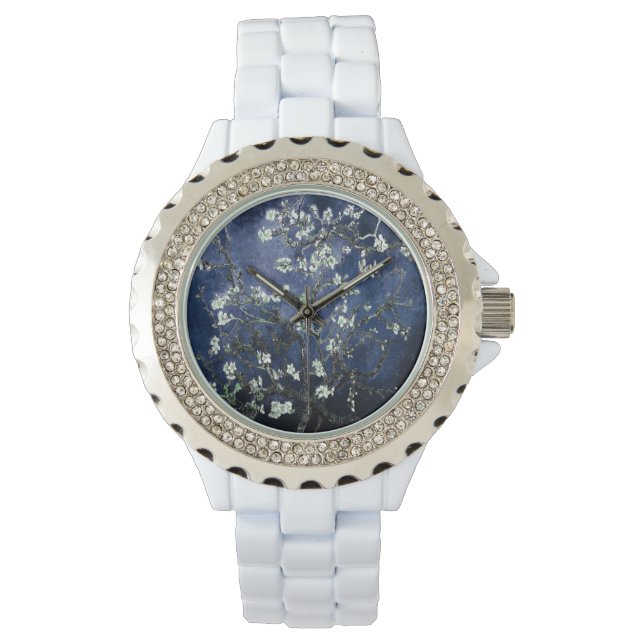 Vincent Van Gogh Almond Blossoms Watch Dark Blue Armbanduhr (Vorderseite)