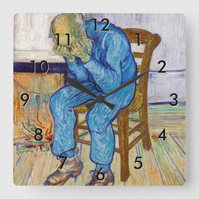 Vincent van Gogh - Am Tor der Ewigkeit Quadratische Wanduhr (Vorderseite)