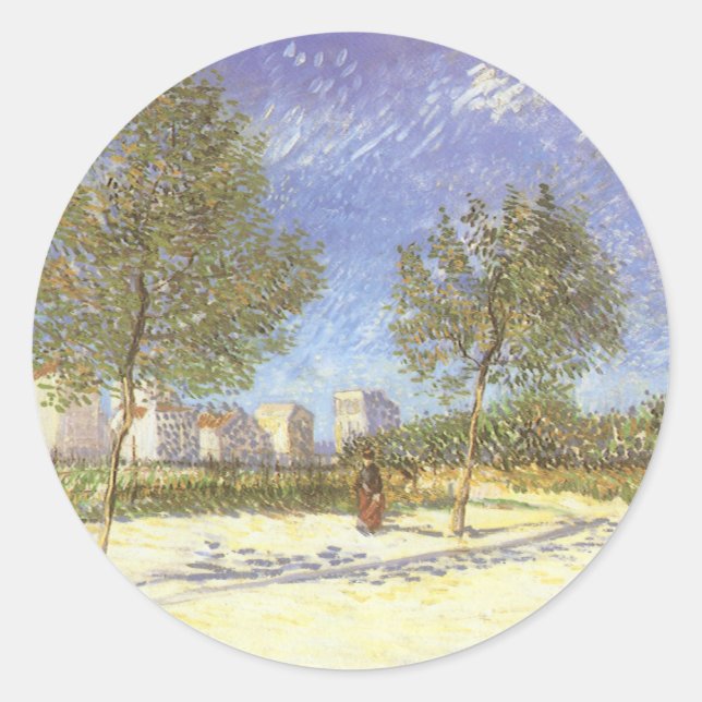 Vincent van Gogh - Auf den Ausläufern von Paris Runder Aufkleber (Vorderseite)